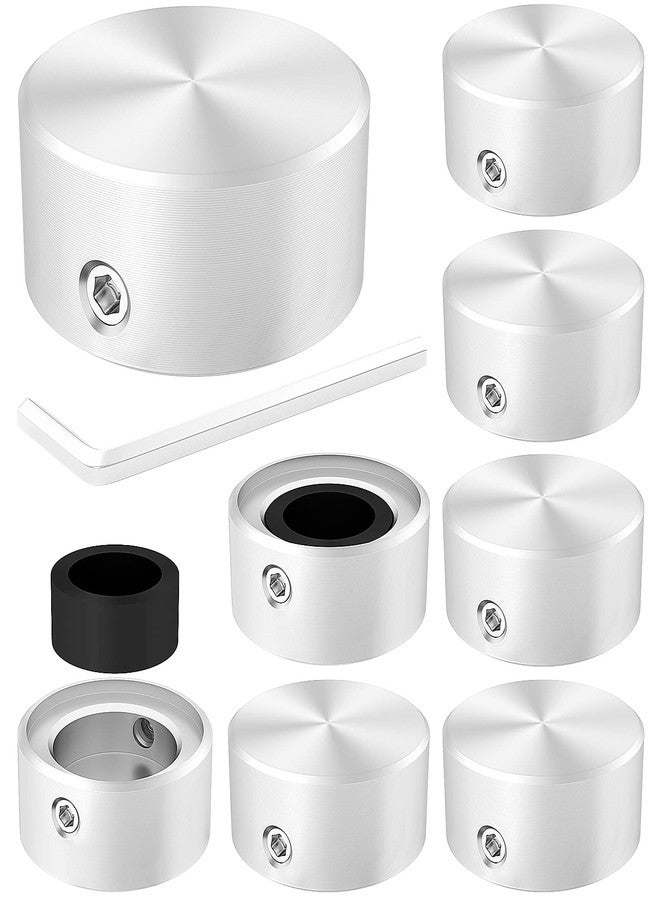 DaierTek Footswitch Topper Metal Foot Switch Topper with 2 Set Screws Rubber Insert Pedal Buttons Cap Silver for Guitar Effect Pedal Stomp Foot Switch -8Pcs - Image 1